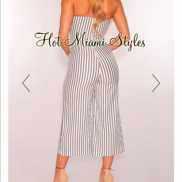 Blue and white striped jumpsuit - Picture 3 of 4